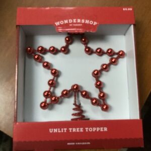 Wondershop Unlit Red Star Tree Topper Bundle New Red 9” H